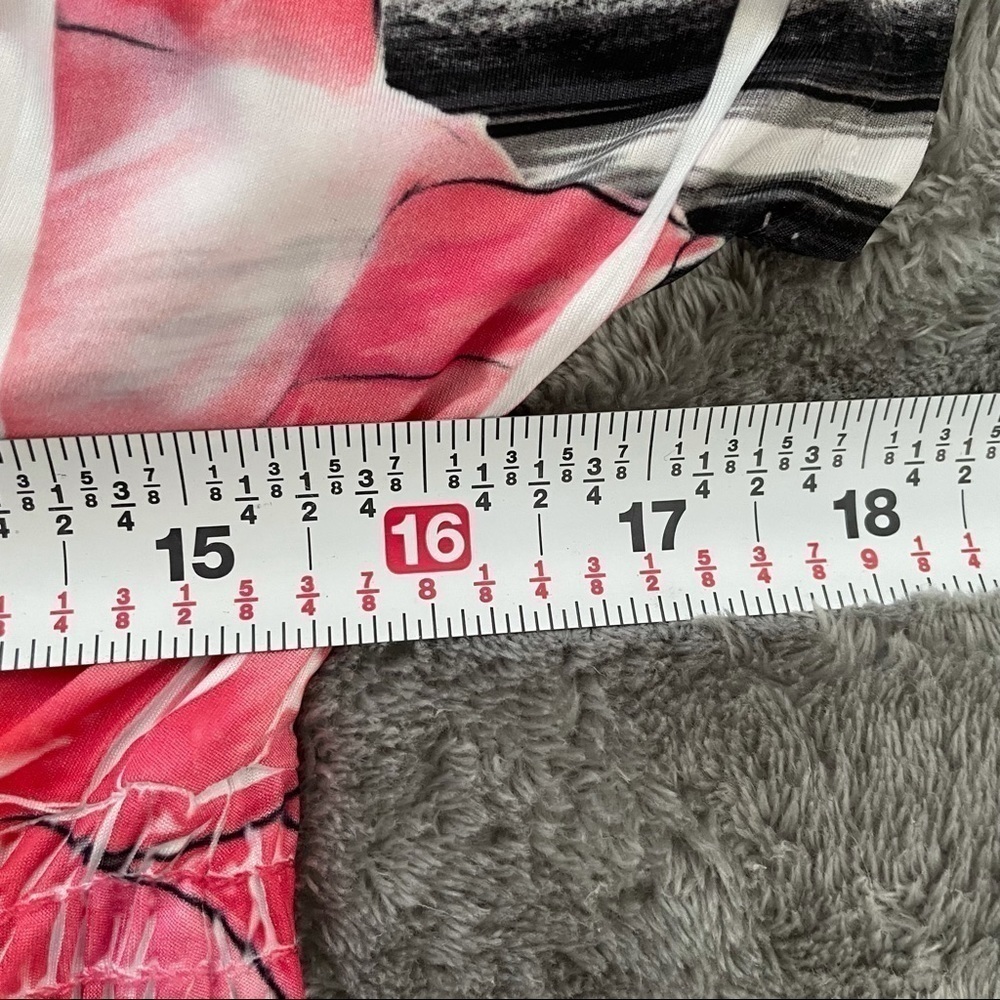 Mi Manchi Striped Floral Elastic Waist Dress Size XL Black White Pink Graphic - Picture 6 of 8